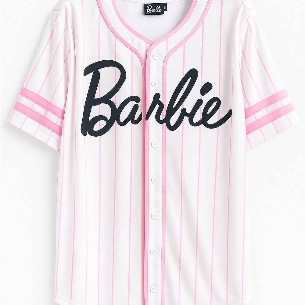 Barbie Pink and White Striped Jersey Top